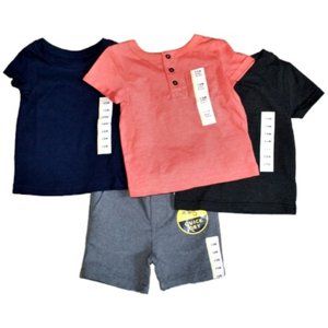 3 Boys Solid T-Shirts & 1 Pr Shorts 12 mos